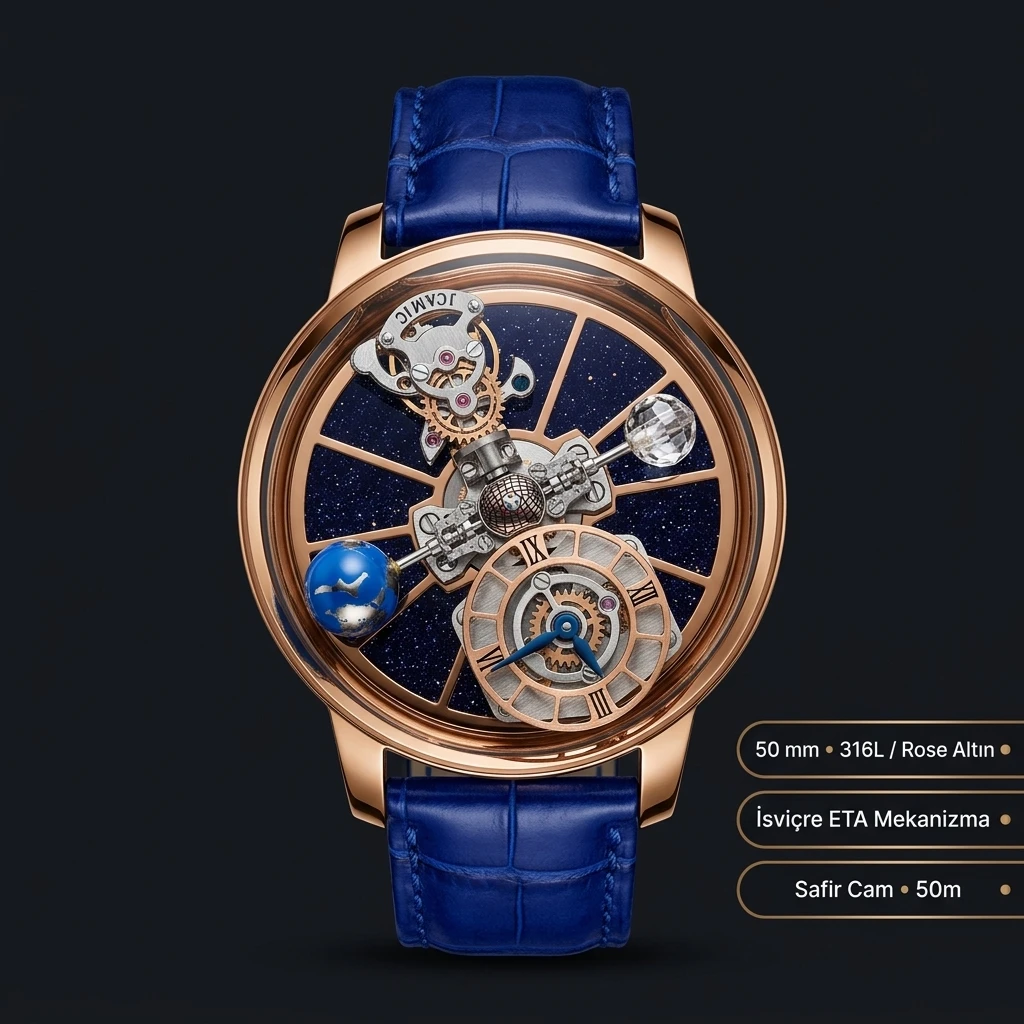 Jacob Co Astronomia Rose Skeleton Tourbillon Deri Super Clone ETA Saat