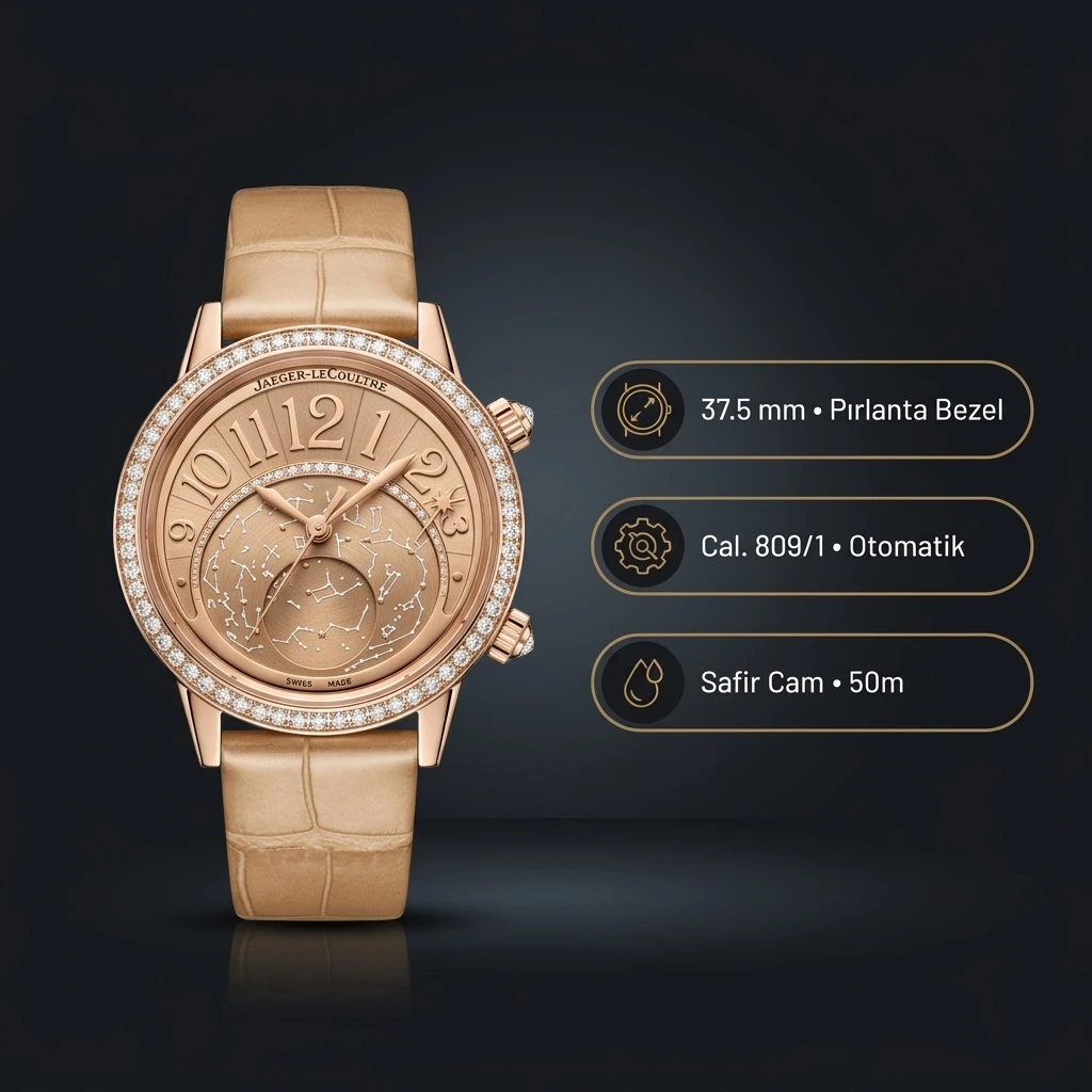 Jaeger LeCoultre Reverso Rose Pembe Elmas Taşlı Deri Super Clone ETA Saat