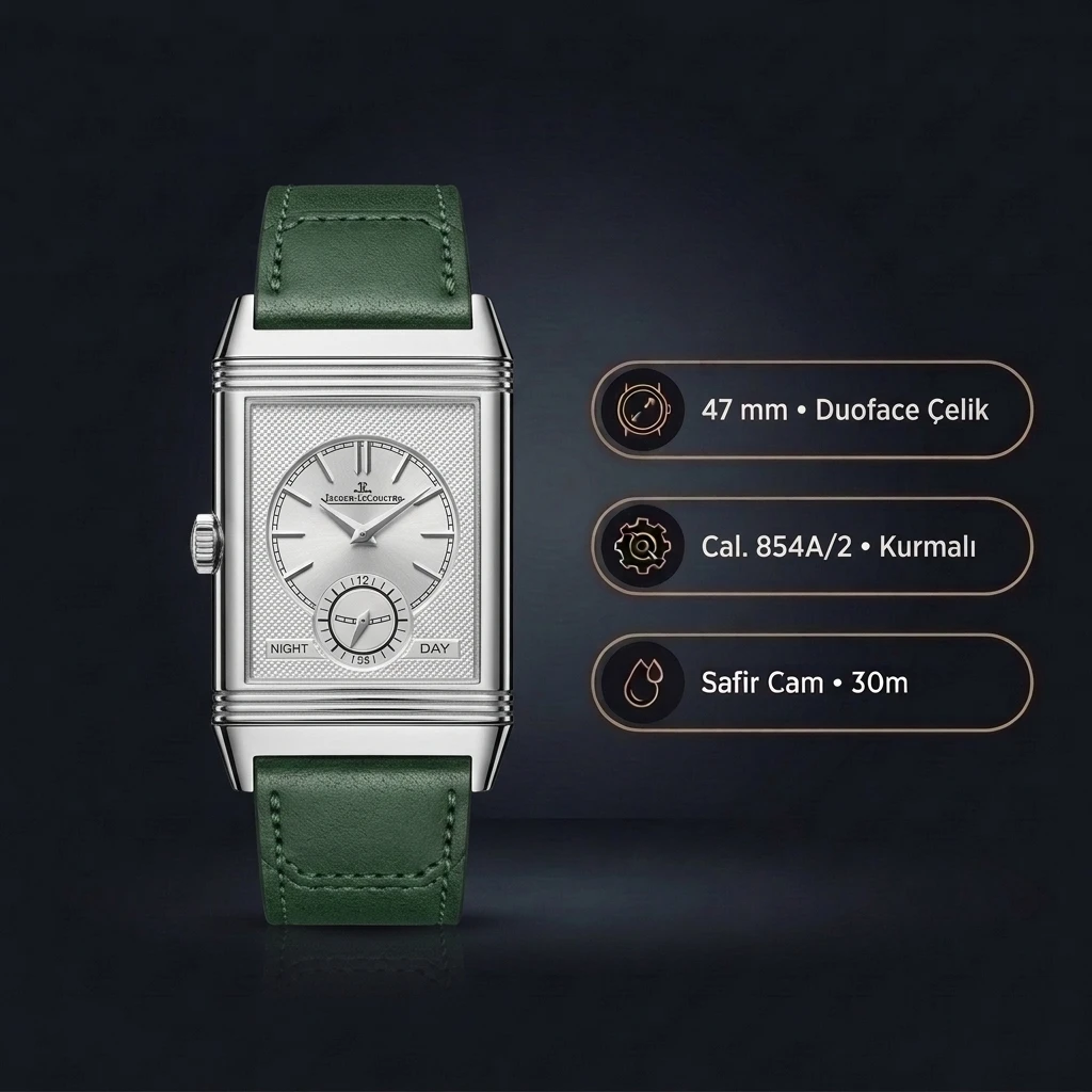 Jaeger LeCoultre Reverso Yeşil Kadran Deri Parlak Super Clone ETA Saat
