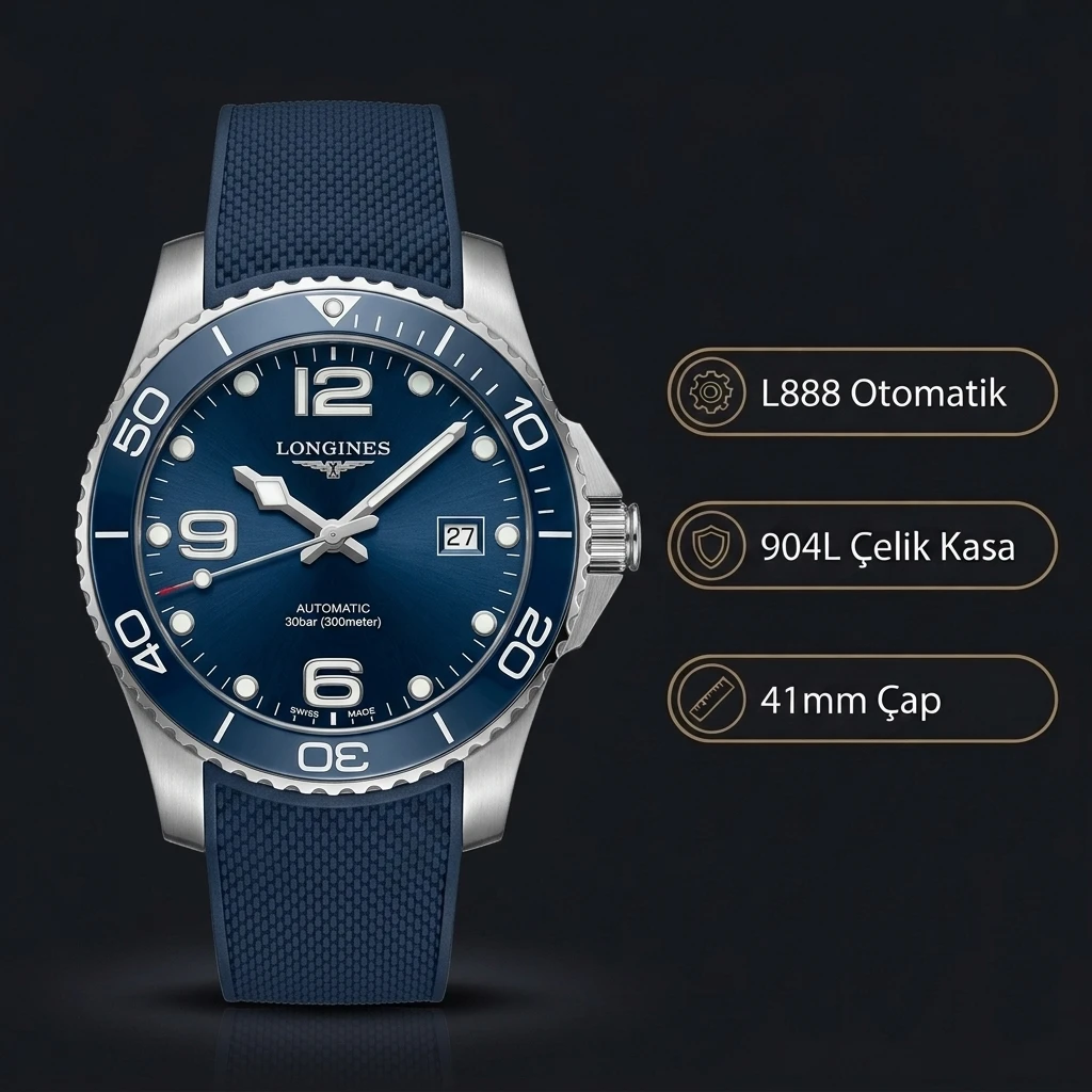 Longines HydroConquest Mavi Kadran Çelik Super Clone ETA Saat