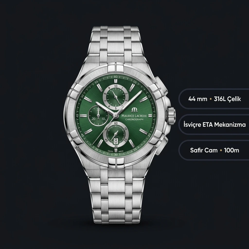 Maurice Lacroix Aikon Yeşil Chronograph Çelik Super Clone ETA Saat ML0074 Saat