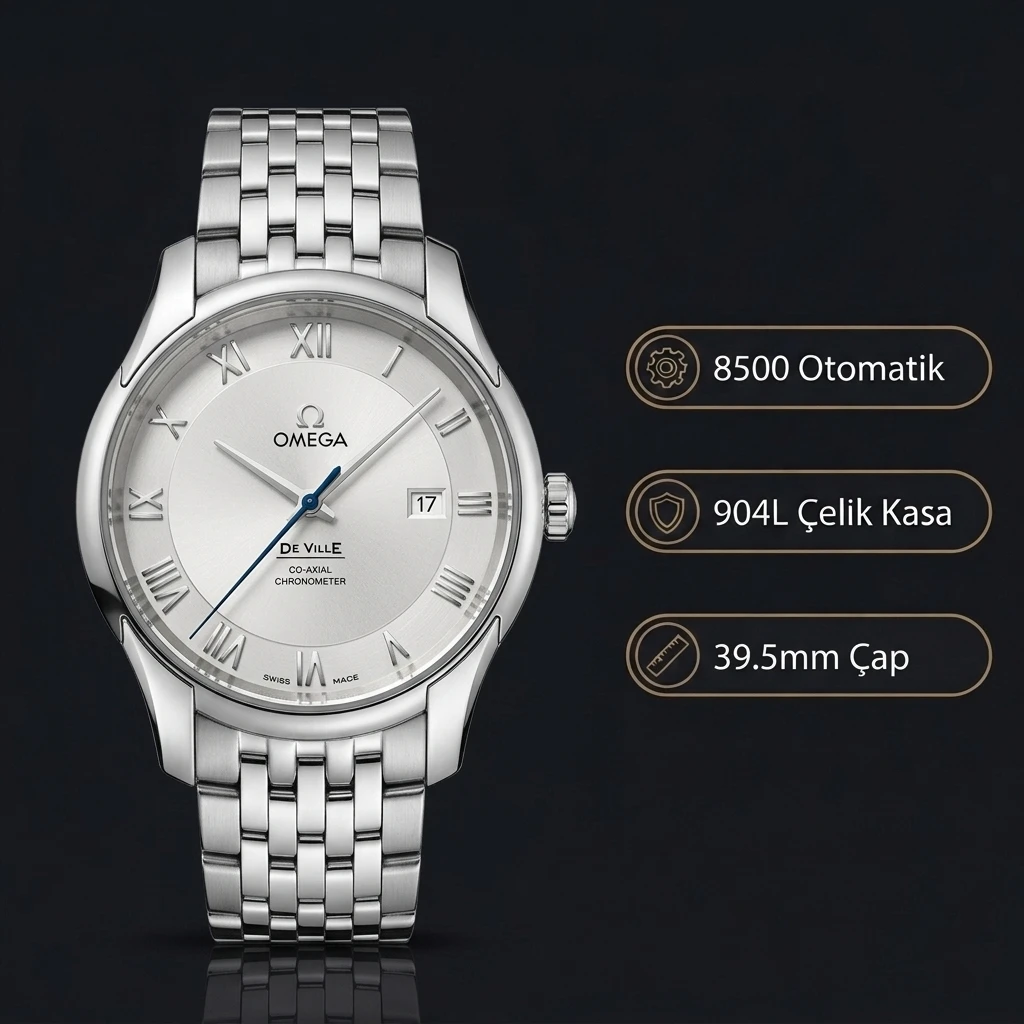 Omega 39.5 mm 424.10.40 De Ville Co Axial Chronometer Beyaz Kadran Çelik Super Clone ETA Saat