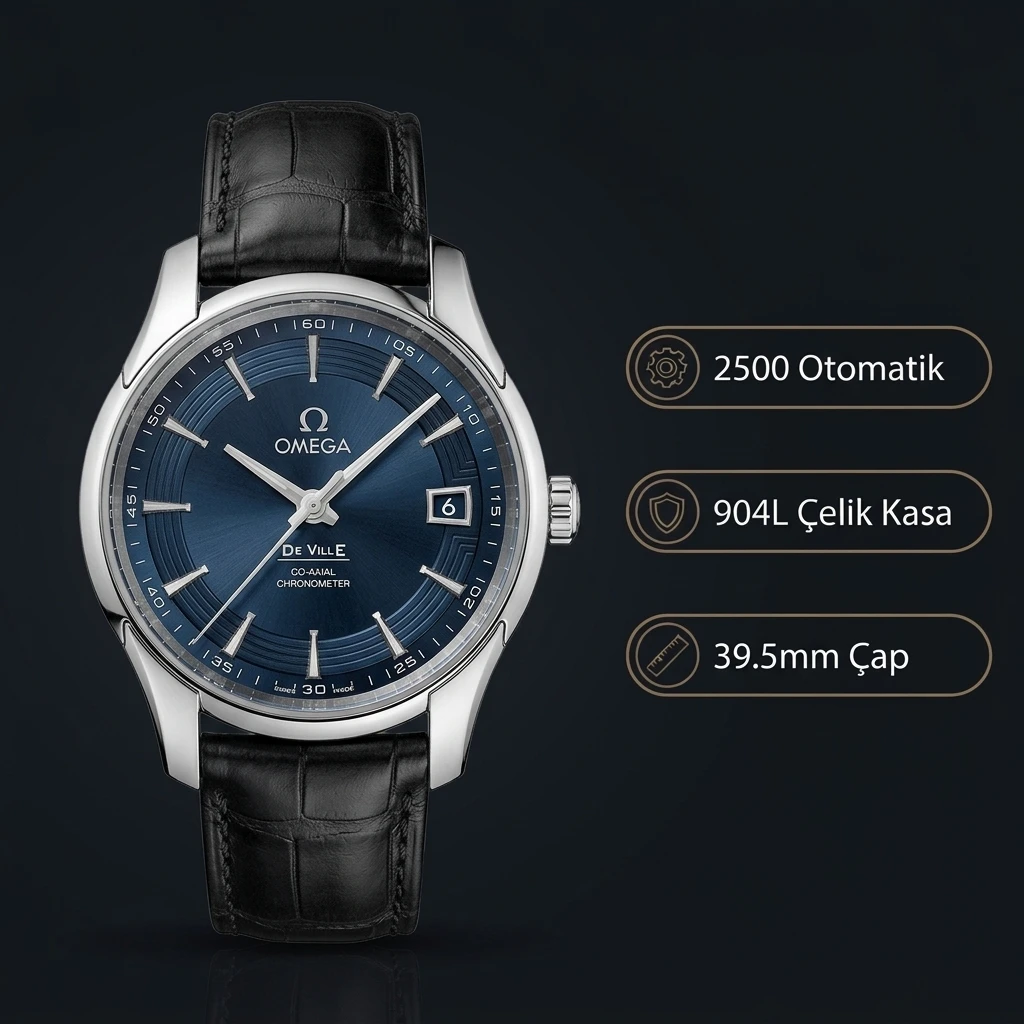 Omega 39.5 mm 424.10.40 De Ville Mavi Kadran Çelik Super Clone ETA Saat