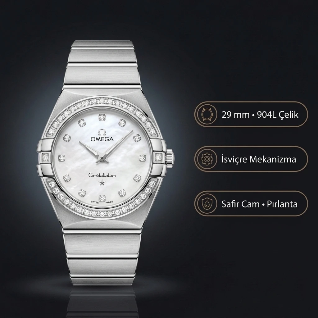 Omega 41 mm 131.20.41 Constellation Beyaz Diamond Çelik Super Clone ETA Saat