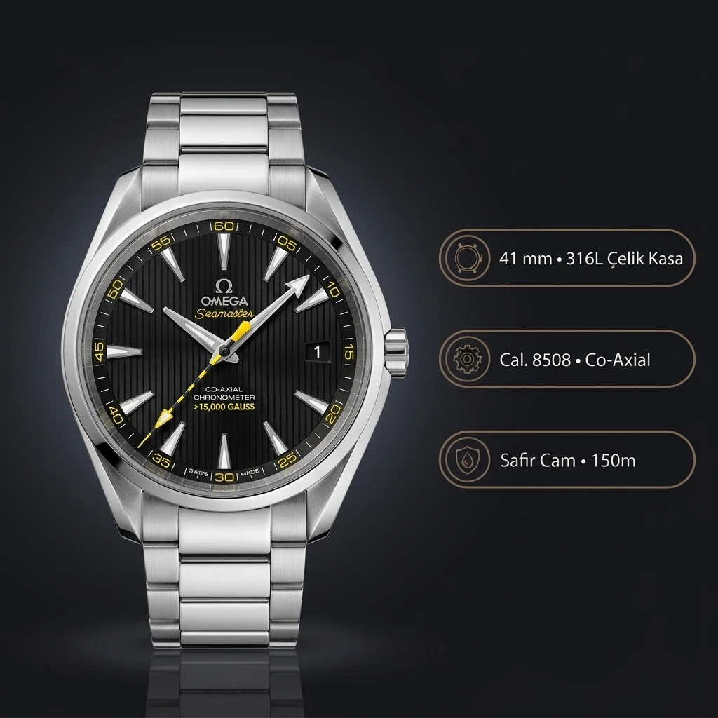 Omega 41 mm 220.10.41 Gmt Master Ii Seamaster Aqua Terra Gri Kadran Çelik Kordon Super Clone ETA Saat