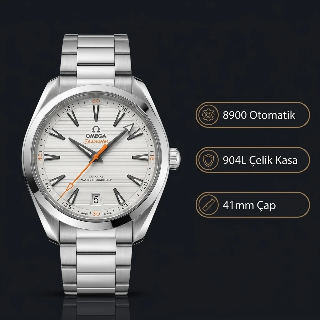 Omega 41 mm 220.10.41 Seamaster Aqua Terra Beyaz Kadran Çelik Super Clone ETA Saat