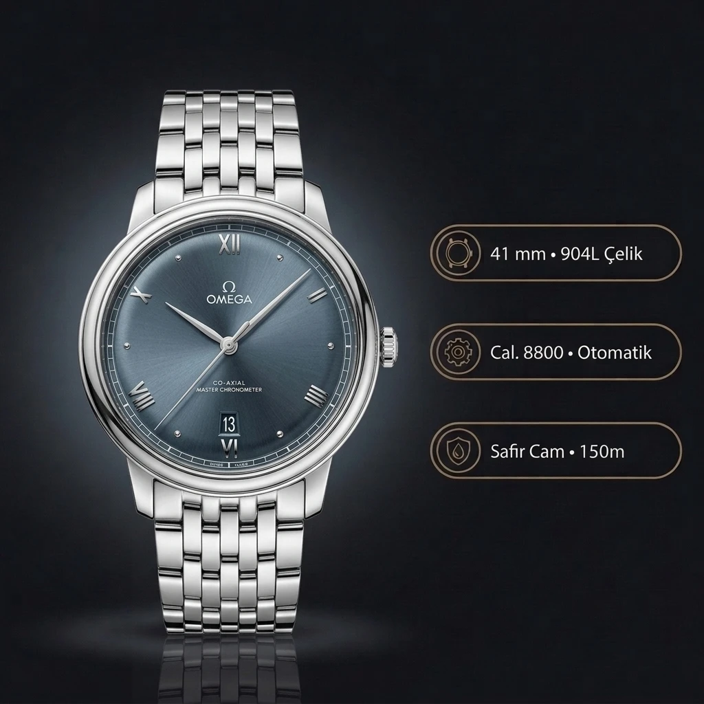 Omega 41 mm 220.10.41 Seamaster Aqua Terra Mavi Kadran Çelik Jubile Super Clone ETA Saat