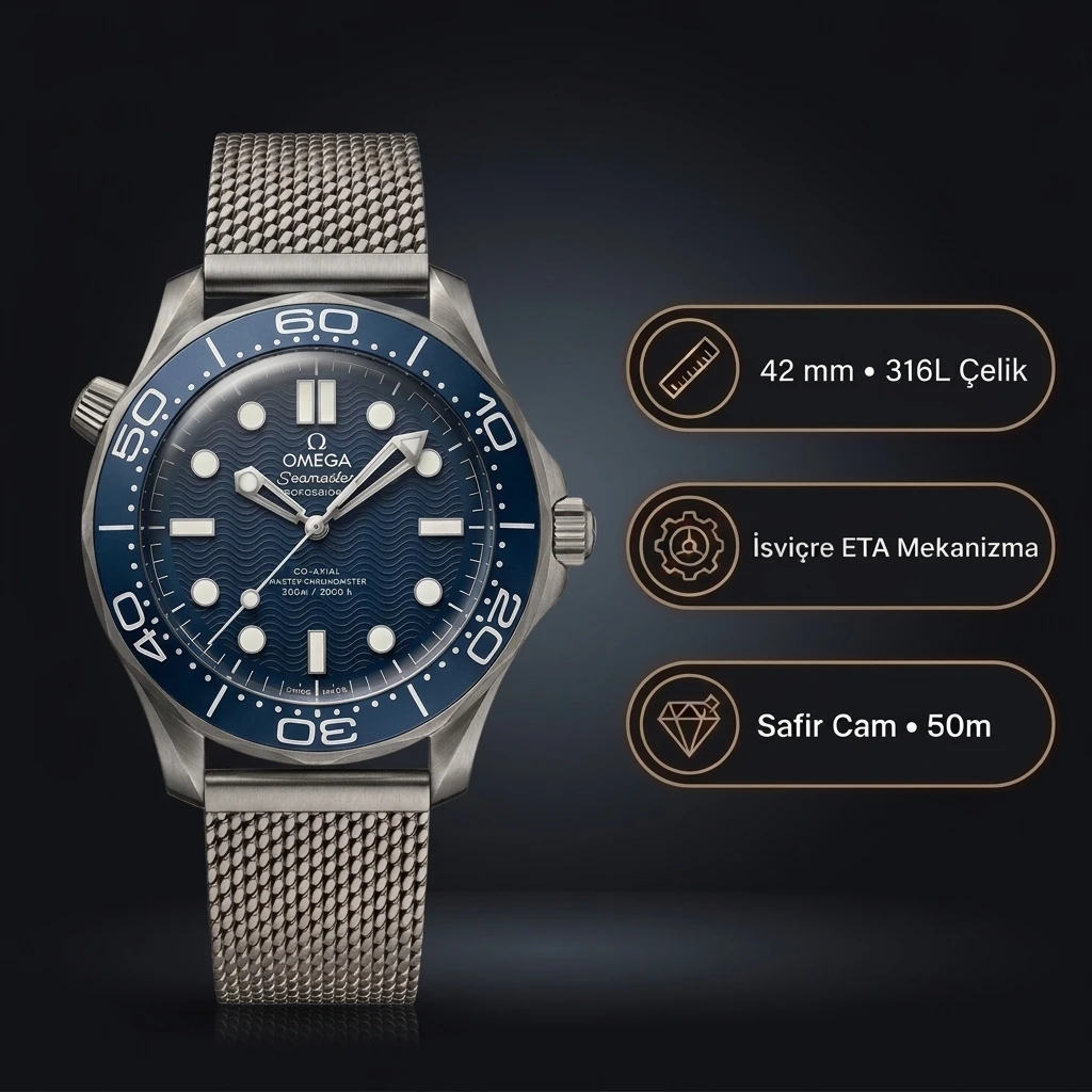 Omega 42 mm 210.30.42 Seamaster Diver 300 M James Bond 60th Super Clone ETA Saat