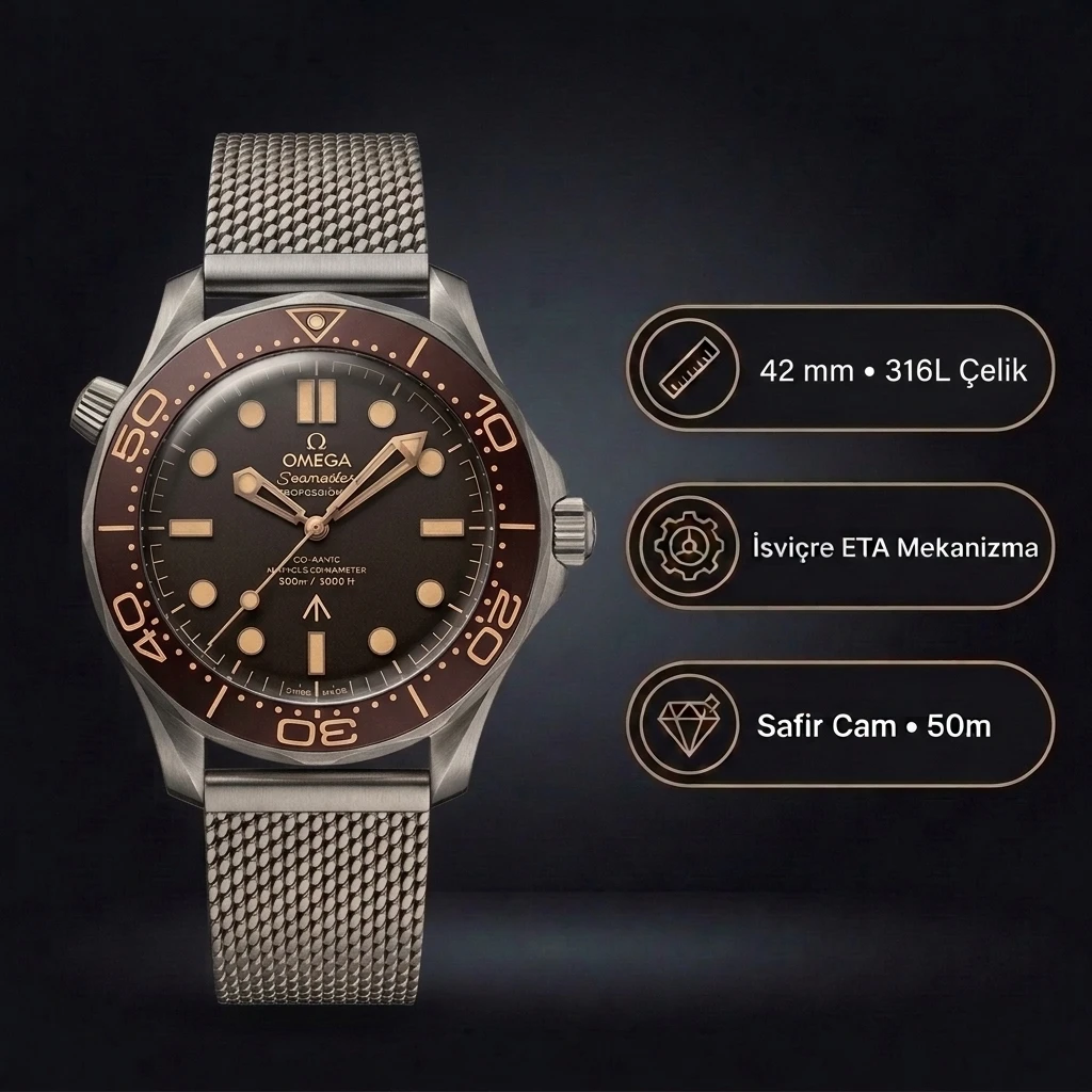 Omega 42 mm 210.30.42 Seamaster Diver 300 M No Time To Die 007 Super Clone Eta V2 Super Clone ETA Saat