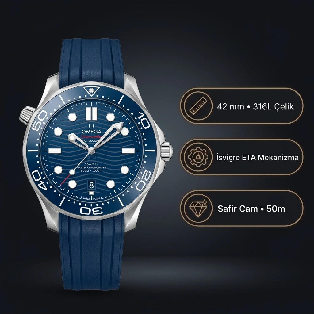 Omega 42 mm 210.30.42 Seamaster Diver 300m Omega Co Axial Master Chronometer Super Clone ETA Saat