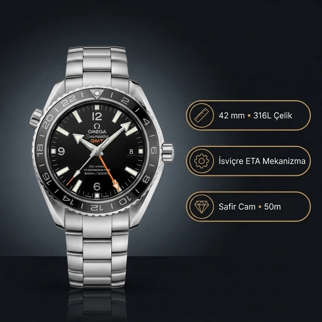 Omega 42 mm 232.30.42 Planet Ocean Siyah Kadran Super Clone ETA Saat