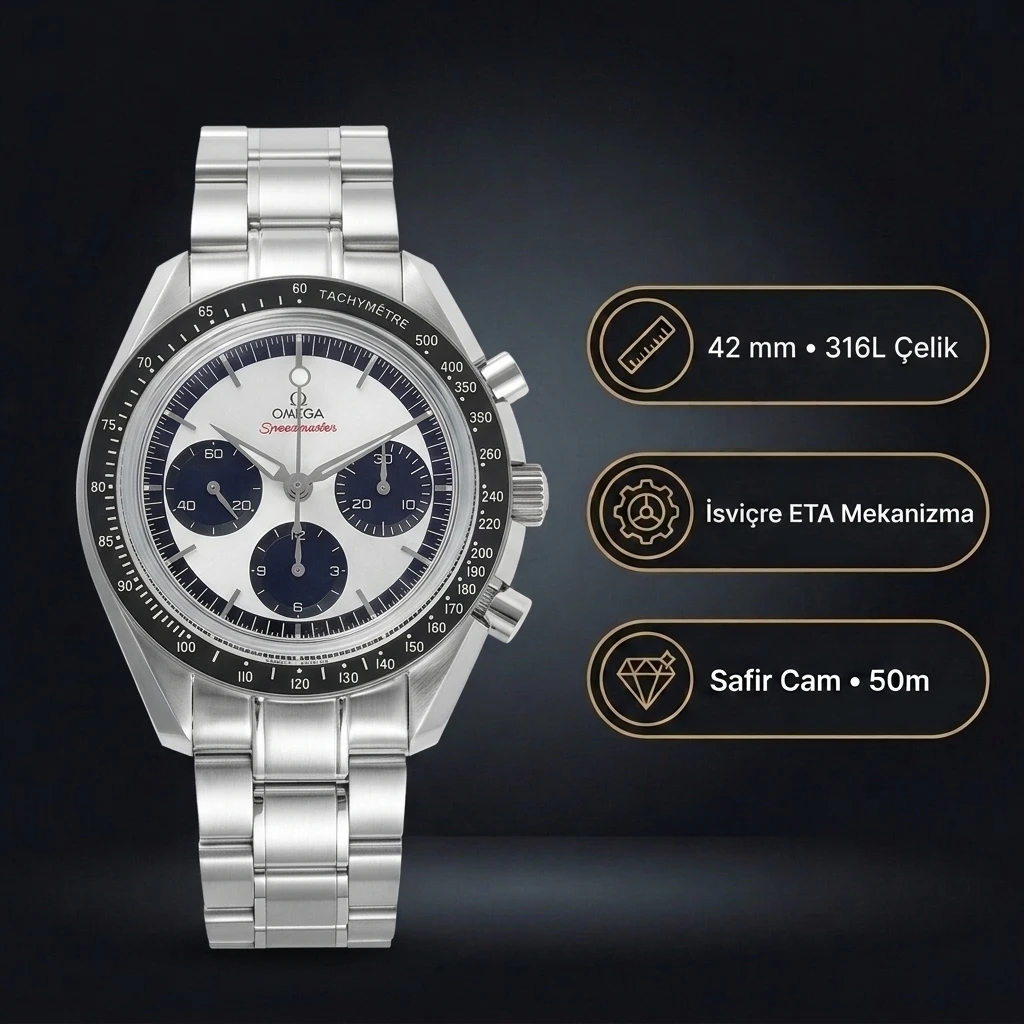 Omega 42 mm 310.30.42 Speedmaster White And Blue Dial Super Clone ETA Saat