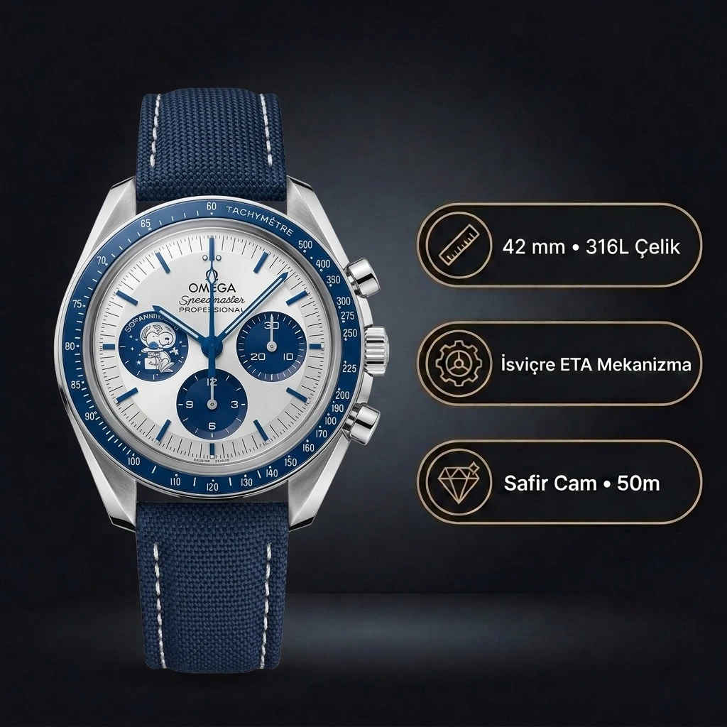 Omega 42 mm 310.32.42 Speedmaster Snoopy Chronograph Super Clone ETA Saat