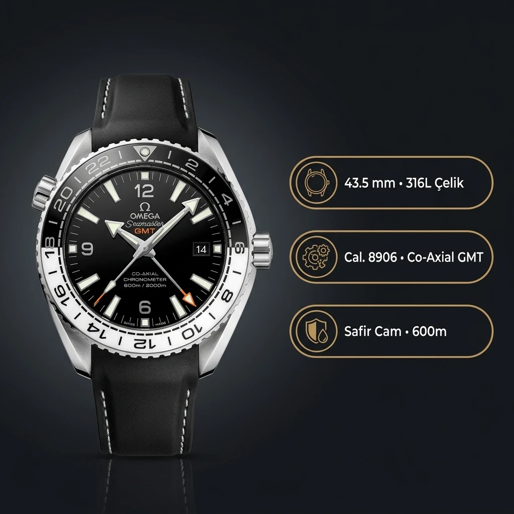 Omega 43.5 mm 215.30.44 Daytona Seamaster Planet Ocean Gmt Gri Kadran Kauçuk Kordon Super Clone ETA Saat