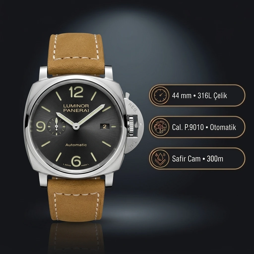 Panerai 44 mm PAM01312 Luminor Marina Siyah Kadran Usta 3 Super Clone ETA Saat