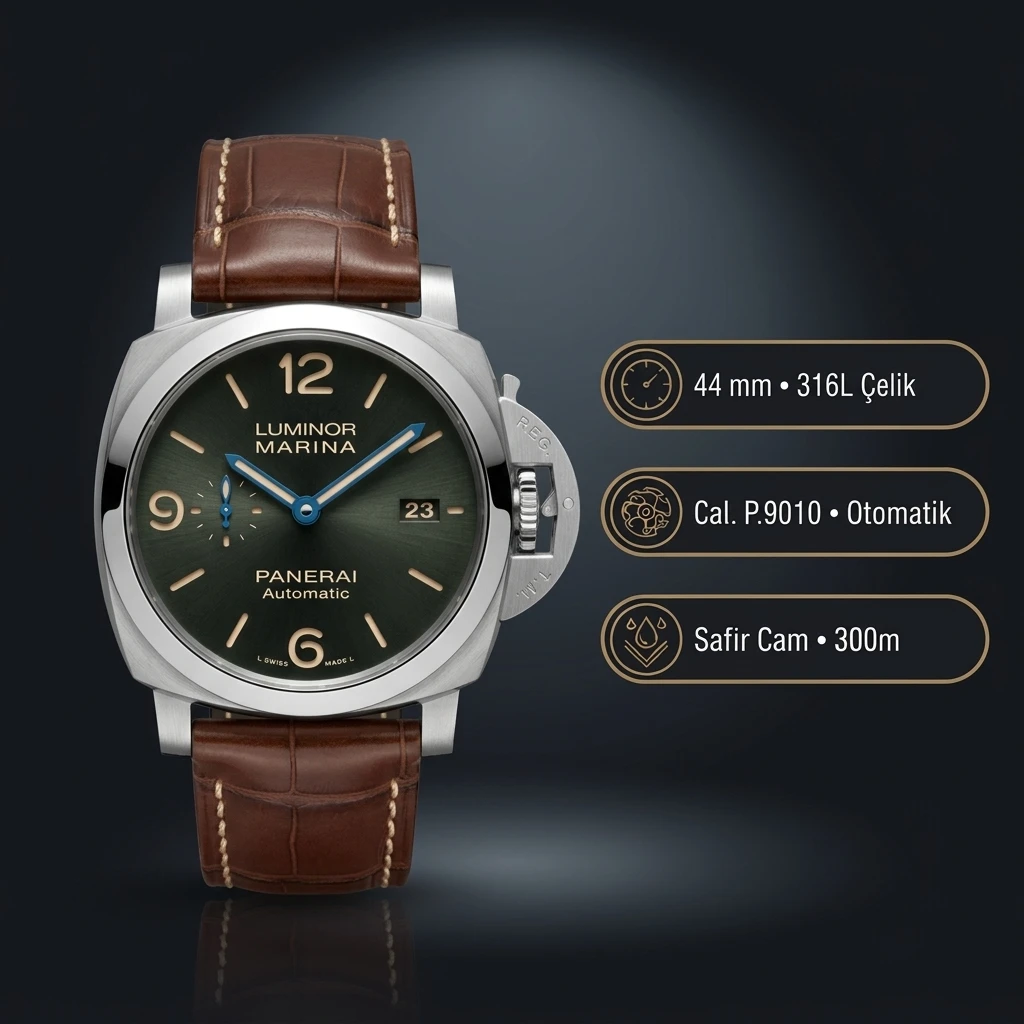 Panerai 44 mm PAM01312 Luminor Marina Siyah Kadran Zarif Super Clone ETA Saat