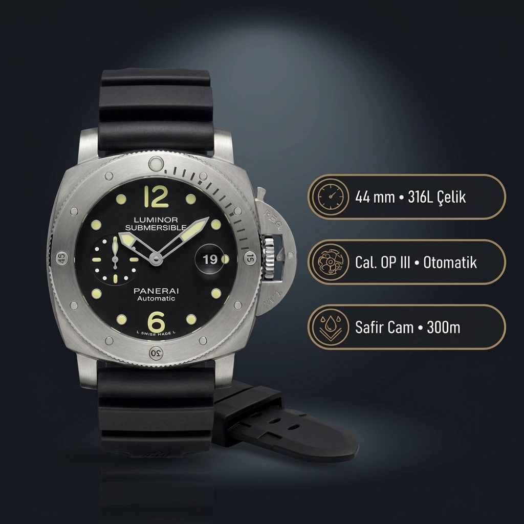Panerai 44 mm PAM01312 Luminor Siyah Kadran Klasik Super Clone ETA Saat