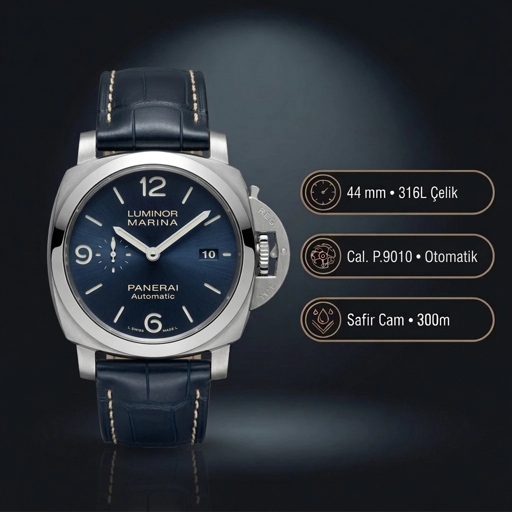 Panerai 44 mm PAM01314 Luminor Marina Mavi Kadran Okyanus Super Clone ETA Saat