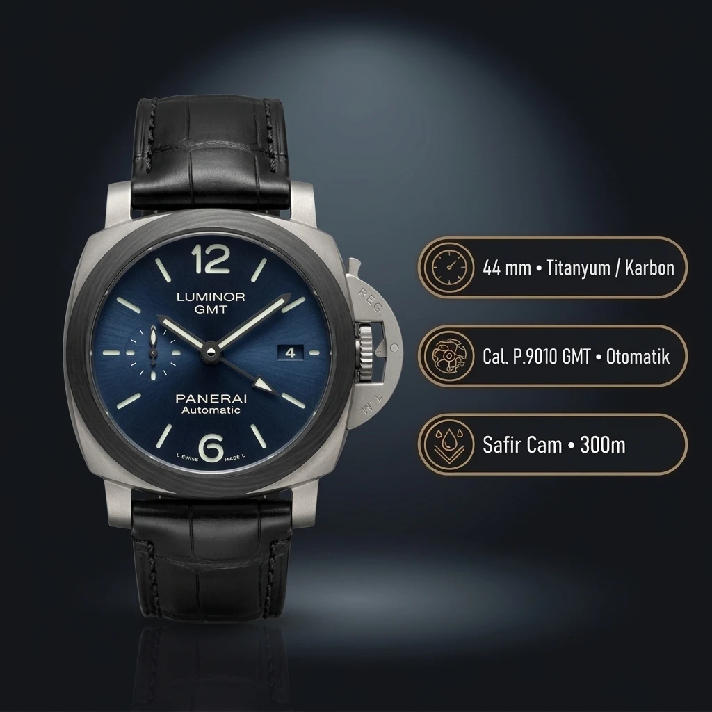 Panerai 44 mm PAM01314 Luminor Mavi Kadran Deri Kordon Super Clone ETA Saat