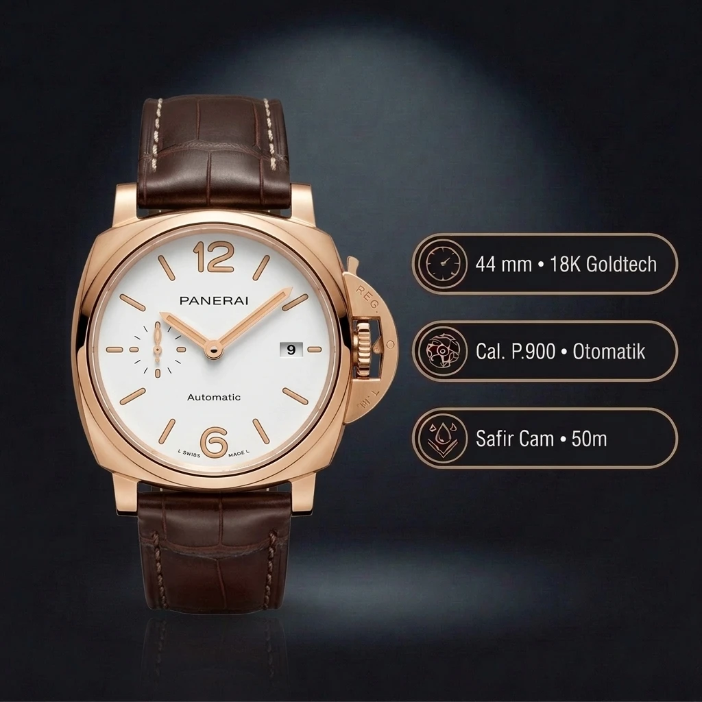 Panerai 44 mm PAM01371 Luminor Marina Beyaz Kadran Altın Super Clone ETA Saat