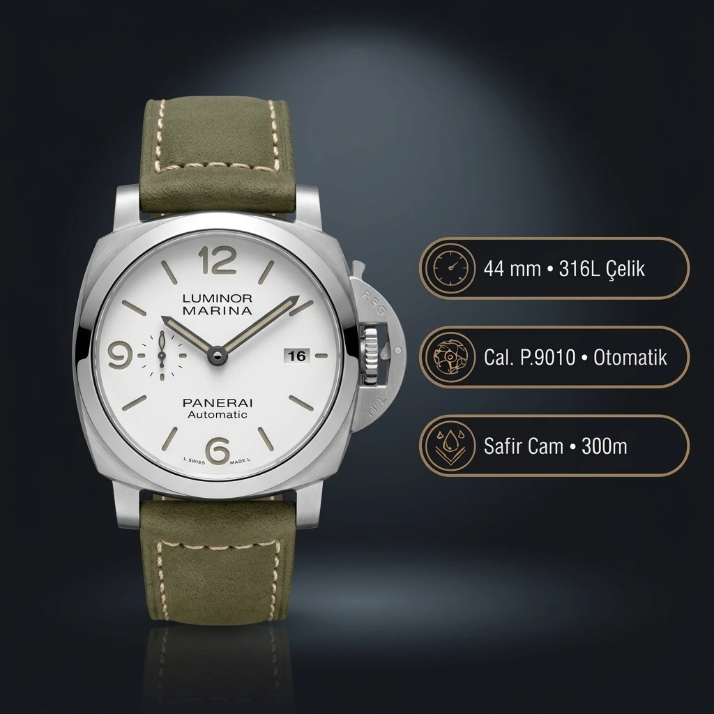 Panerai 44 mm PAM01371 Luminor Marina Beyaz Kadran Super Clone ETA Saat