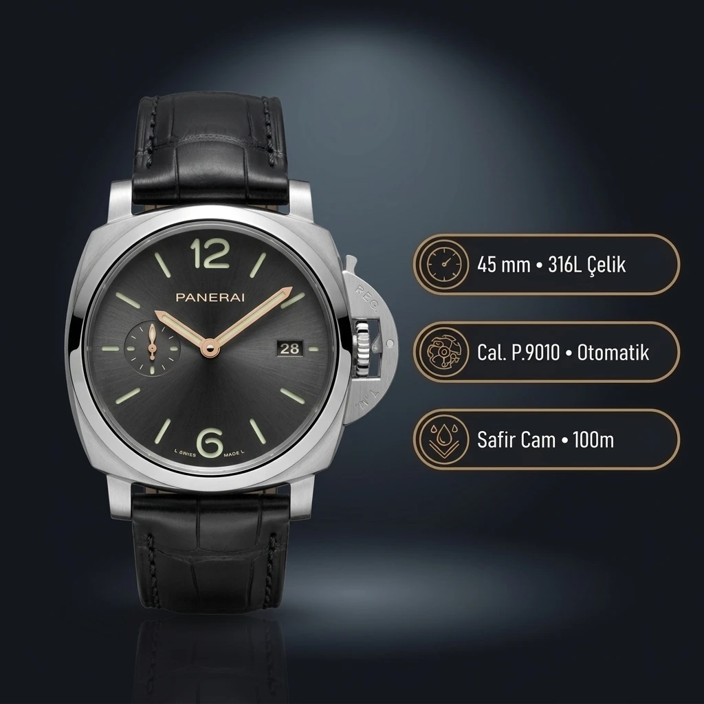 Panerai 45 mm PAM01294 Radiomir Gri Kadran Deri Kordon Super Clone ETA Saat