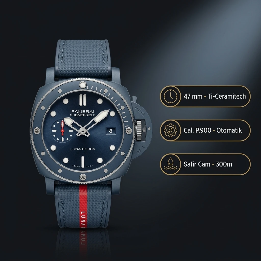 Panerai 47 mm PAM01616 Submersible Karbon Mavi Kadran Nato Super Clone ETA Saat