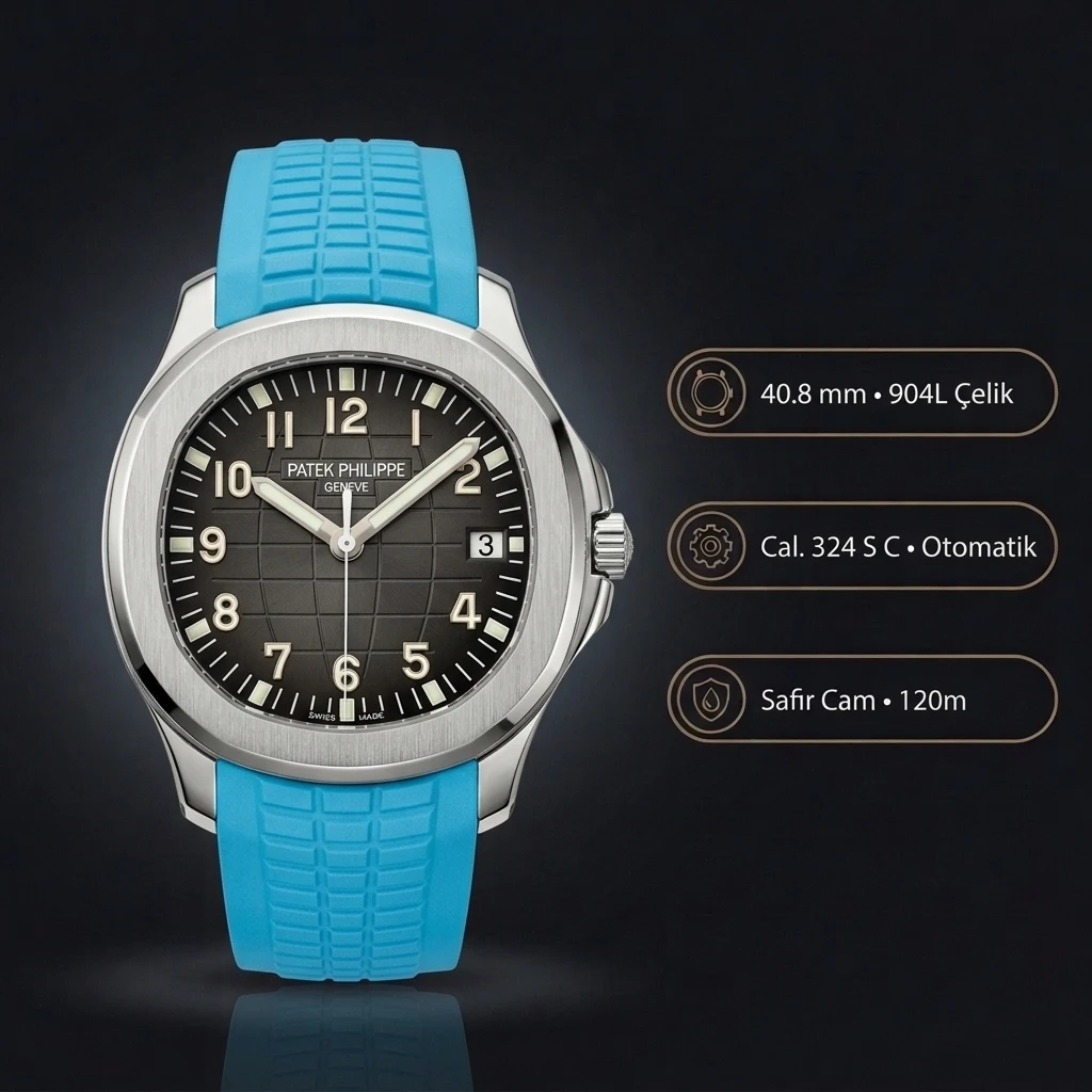 Patek Philippe Aquanaut 5167 40.8 mm Kahve Kadran Mavi Kauçuk Kordon Super Clone ETA Saat