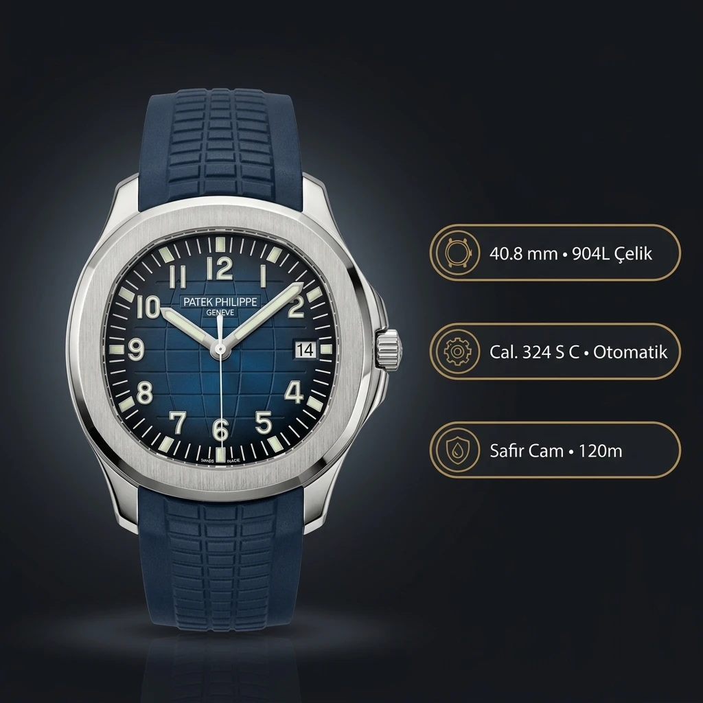 Patek Philippe Aquanaut 5167 40.8 mm Mavi Kadran Kauçuk Kordon Bileklik Super Clone ETA Saat