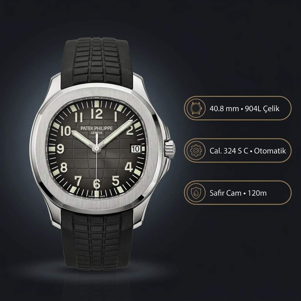 Patek Philippe Aquanaut 5167 40.8 mm Siyah Kadran Kauçuk Kordon Super Clone ETA Saat