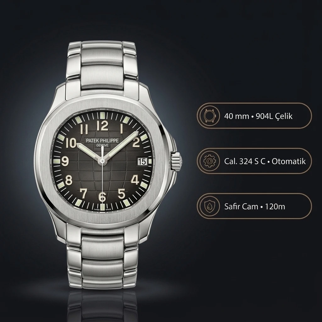 Patek Philippe Aquanaut Gri Kadran Çelik Bileklik 40 mm Super Clone ETA Saat