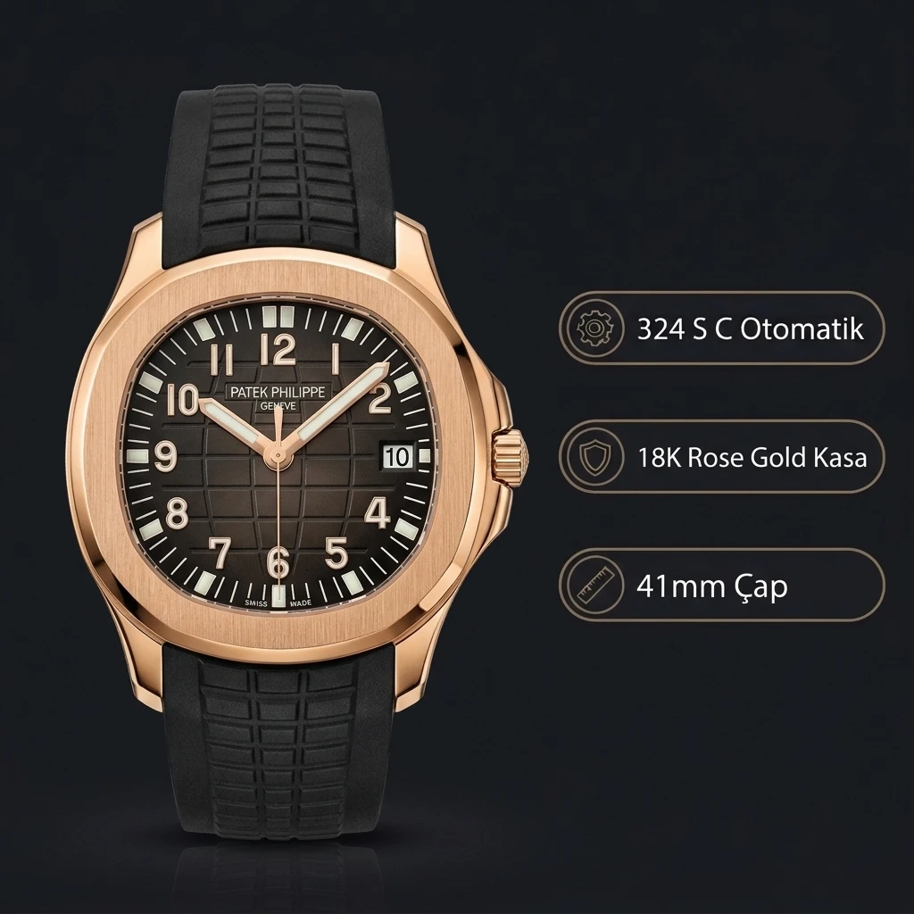 Patek Philippe Aquanaut Siyah Kadran Gold 41 mm Super Clone ETA Saat
