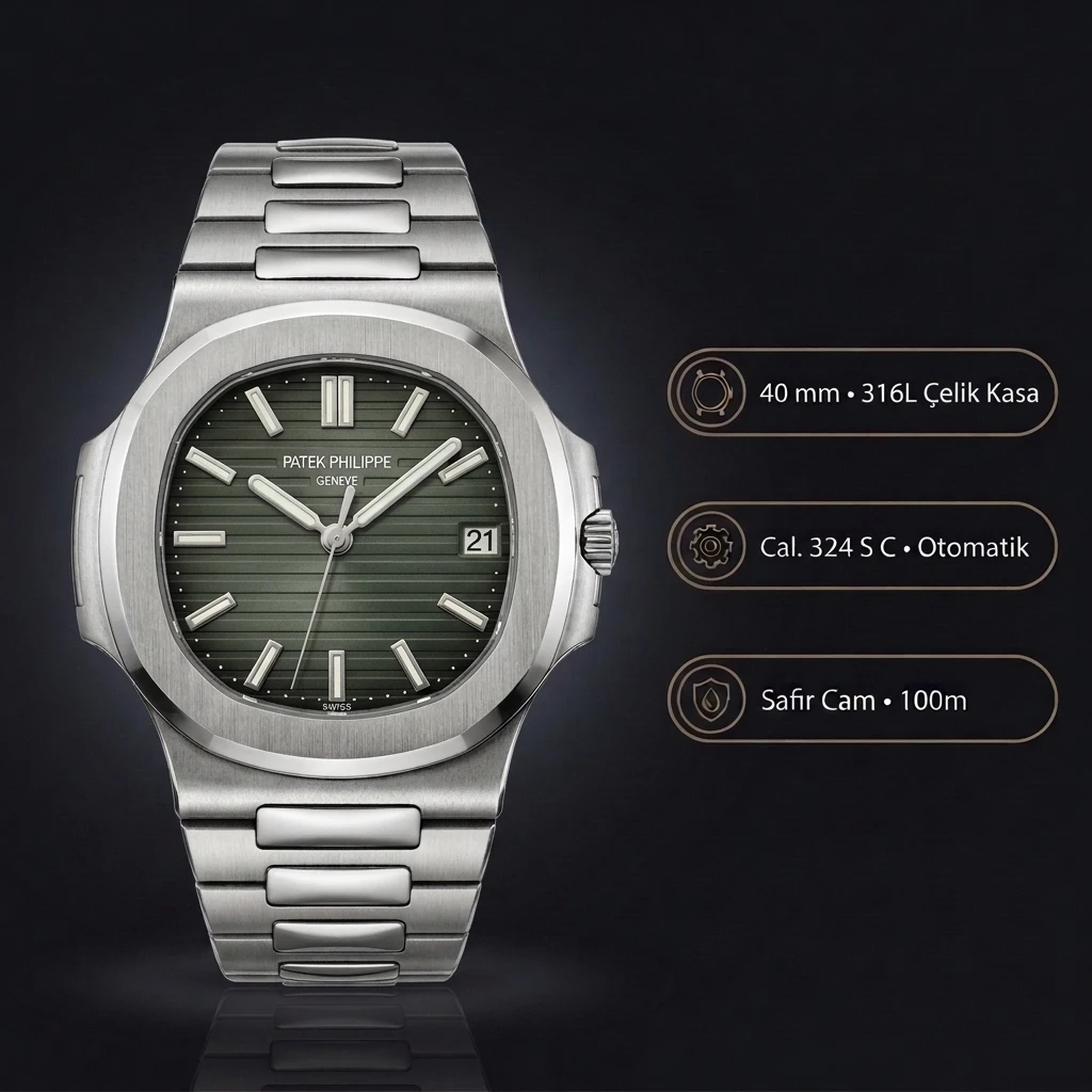 Patek Philippe Aquanaut Yeşil Kadran Çelik Kordon 42 mm Super Clone ETA Saat