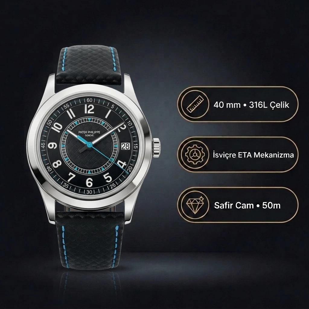 Patek Philippe Calatrava 6007 40 mm 011 Mavi Super Clone ETA Saat