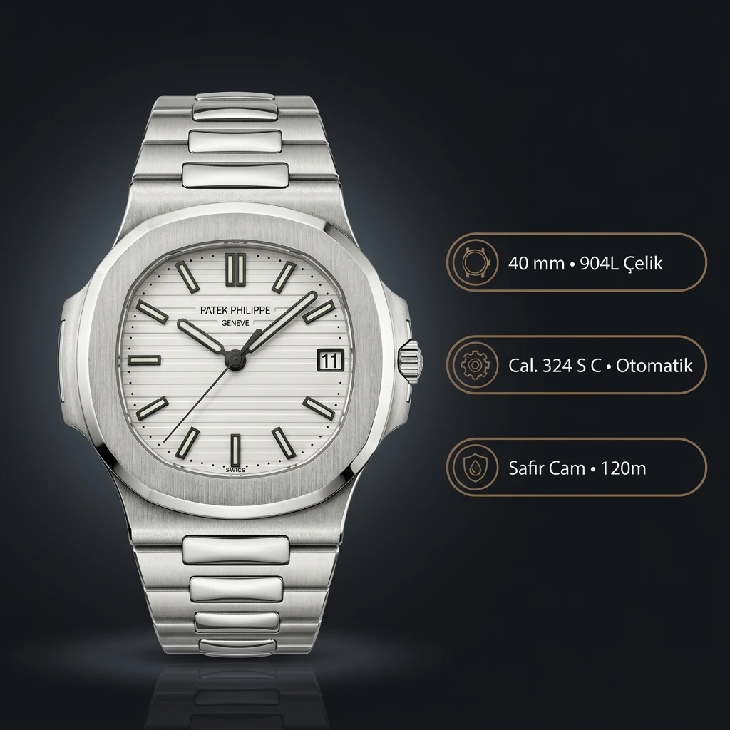 Patek Philippe Nautilus 5711 Beyaz Kadran Çelik 40 mm Super Clone ETA Saat