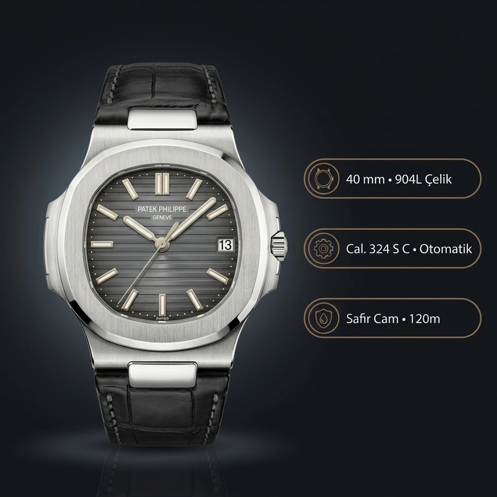 Patek Philippe Nautilus 5711 Gri Mavi Kadran Çelik 40 mm Super Clone ETA Saat