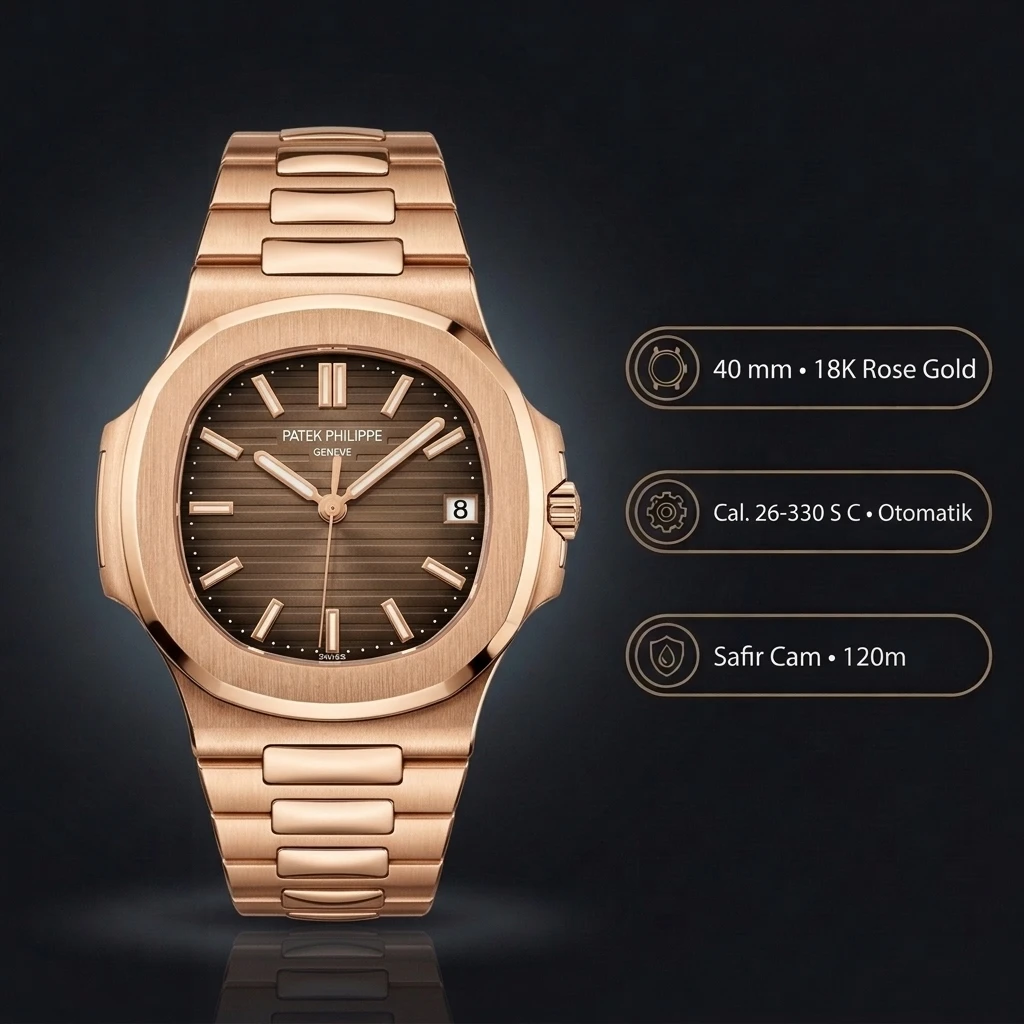 Patek Philippe Nautilus 5711 Rose Gold Kahve Kadran 40 mm Super Clone ETA Saat