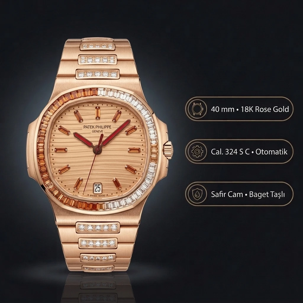 Patek Philippe Nautilus 5711 Rose Gold Somon Kadran 40 mm Super Clone ETA Saat