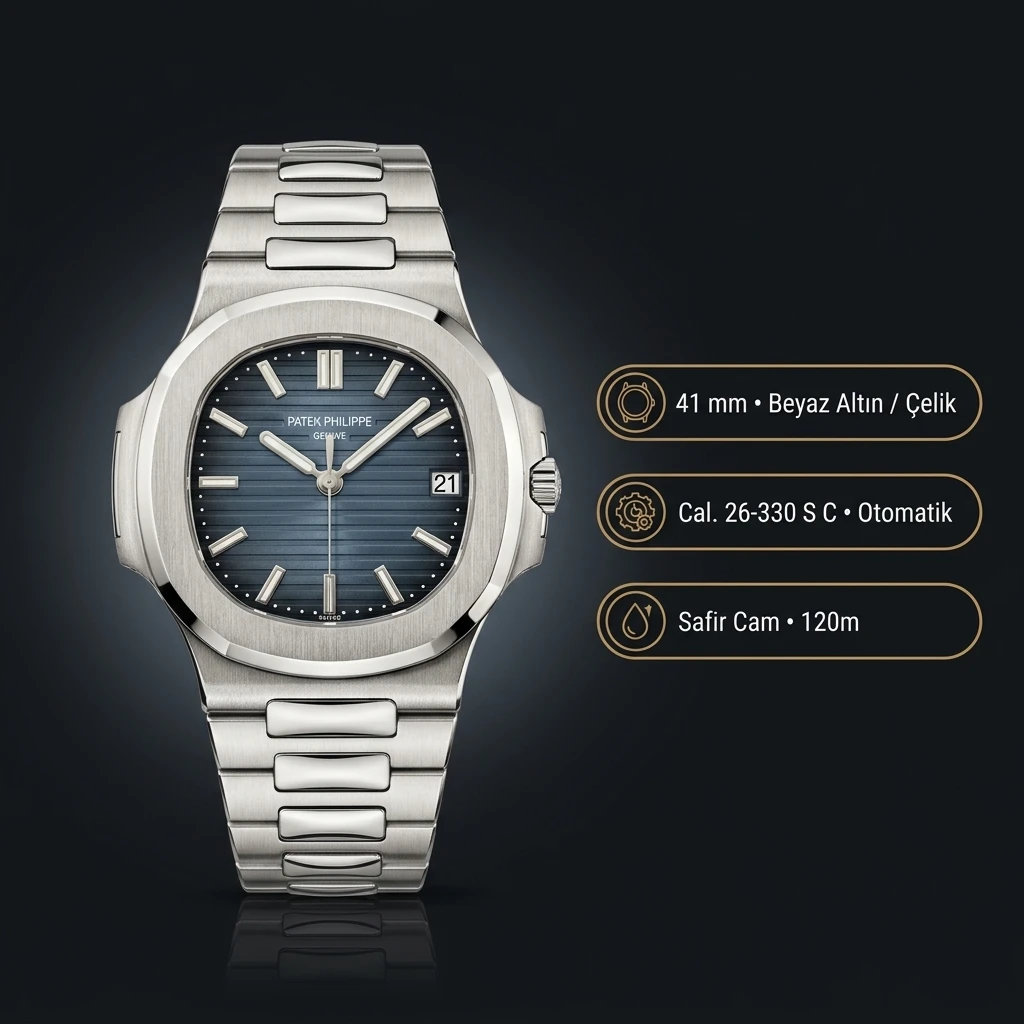 Patek Philippe Nautilus 5811 Mavi Kadran Beyaz Altın Kilitli Ayar Klipsli Bilezik 41 mm Super Clone ETA Saat