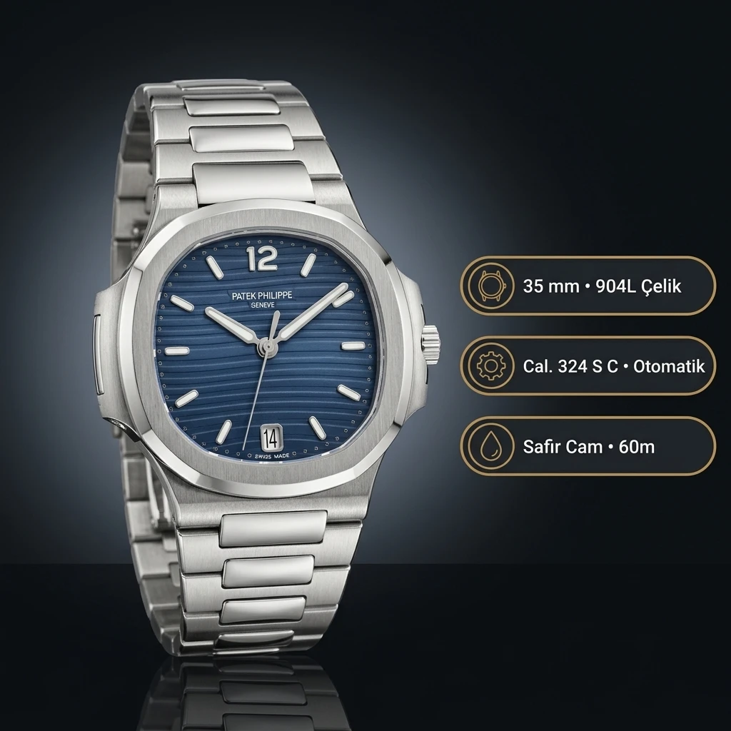 Patek Philippe Nautilus 7118 Bayan Mavi Opalin Kadran Lacivert Çelik 35 mm Super Clone ETA Saat