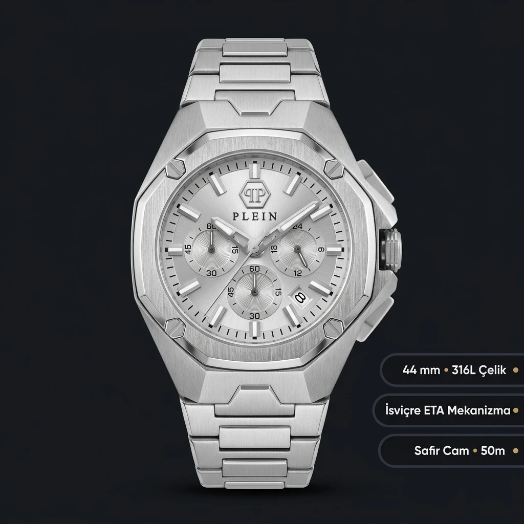 Philipp Plein Chronograph Gümüş Çelik Özel Super Clone ETA Saat