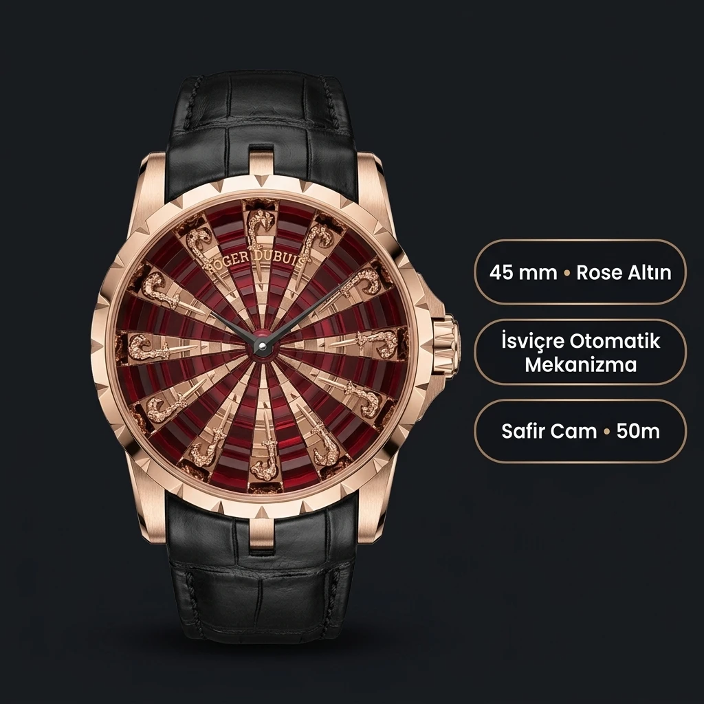Roger Dubuis Knights of the Round Table Rose Kırmızı Kadran Deri Super Clone ETA Saat