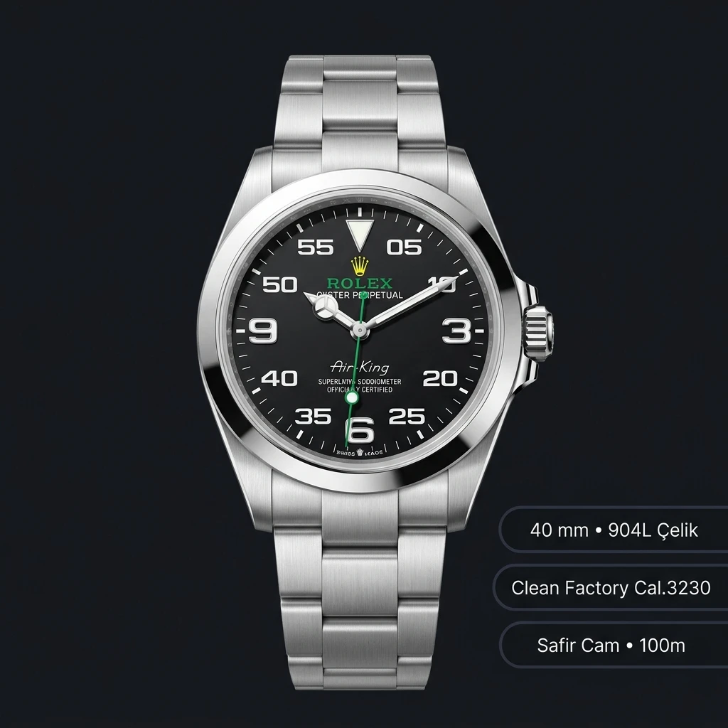 Rolex Air-King 126900 Siyah Kadranlı Super Clone ETA Saat