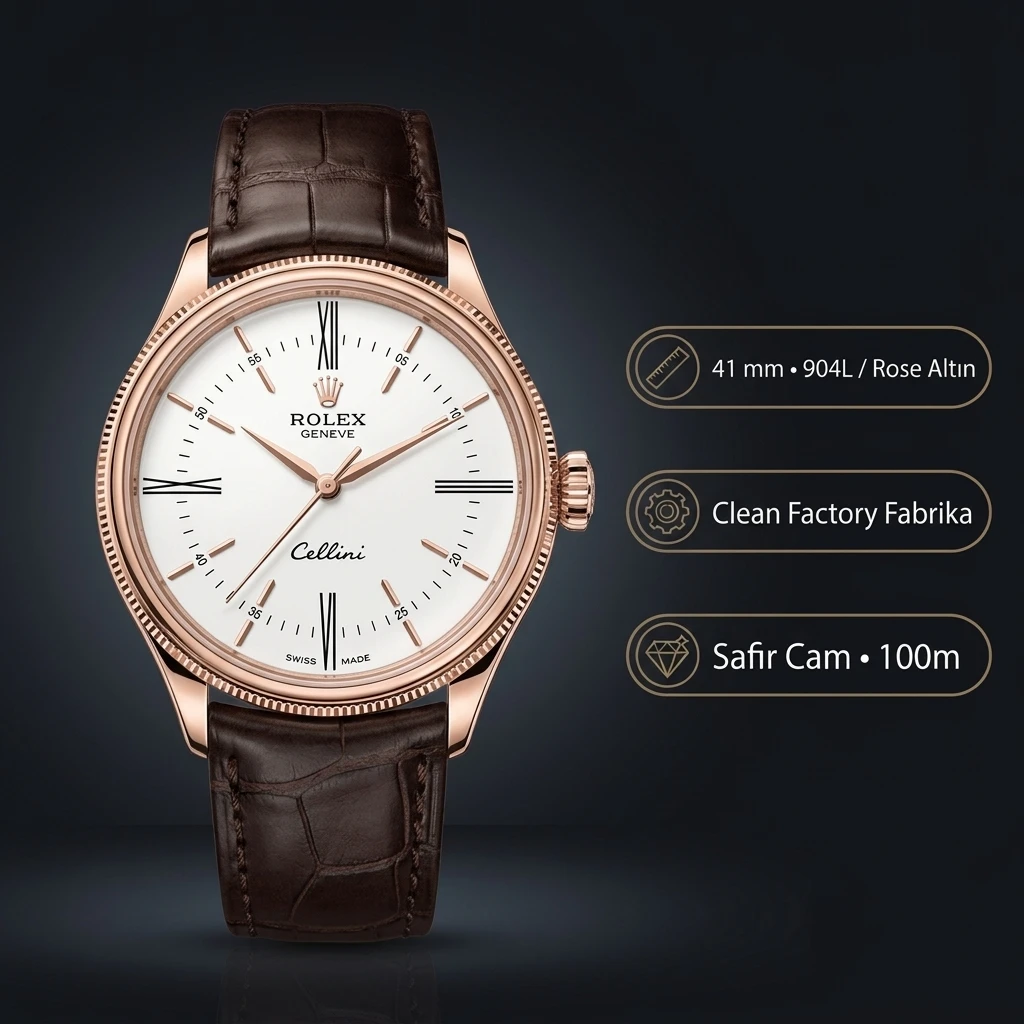 Rolex Cellini Time Rose White 50509 Super Clone ETA Saat