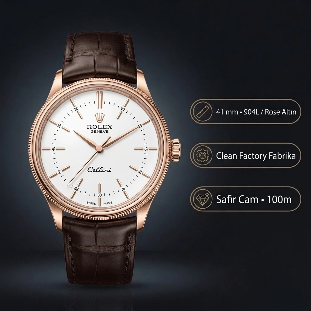 Rolex Cellini Time Rose White Index 50509 Super Clone ETA Saat