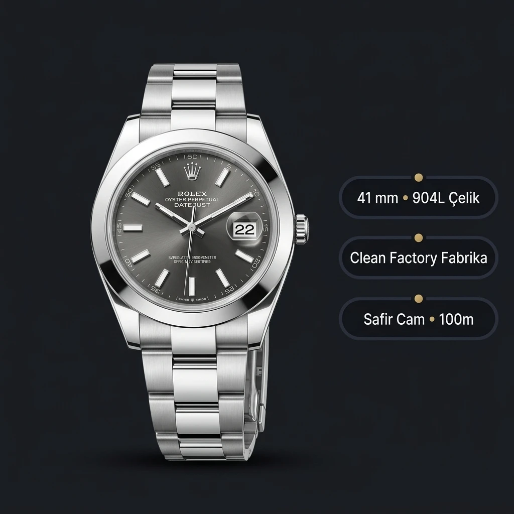 Rolex Datejust 126300 Rhodium Dial Oyster Super Clone ETA Saat