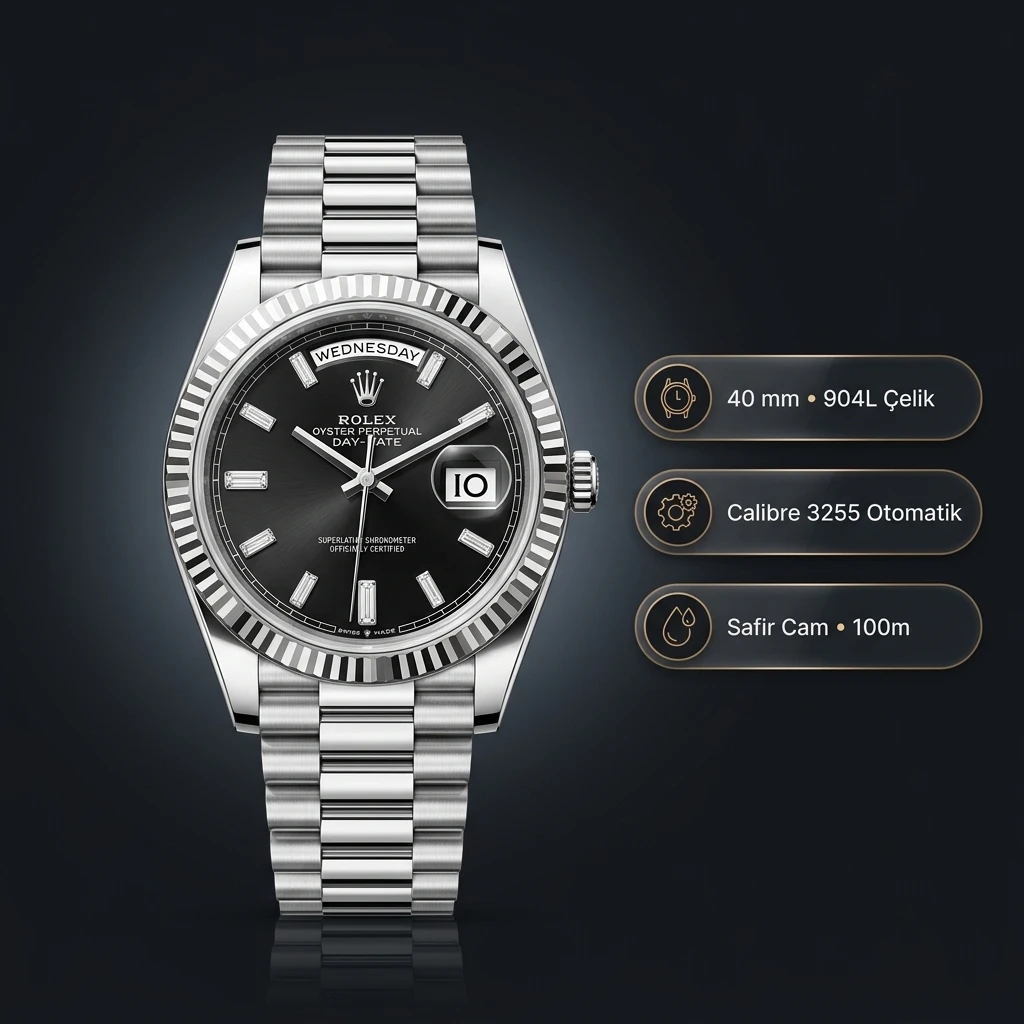 Rolex Datejust 126334 41 mm Siyah Kadranlı 2 Super Clone ETA Saat