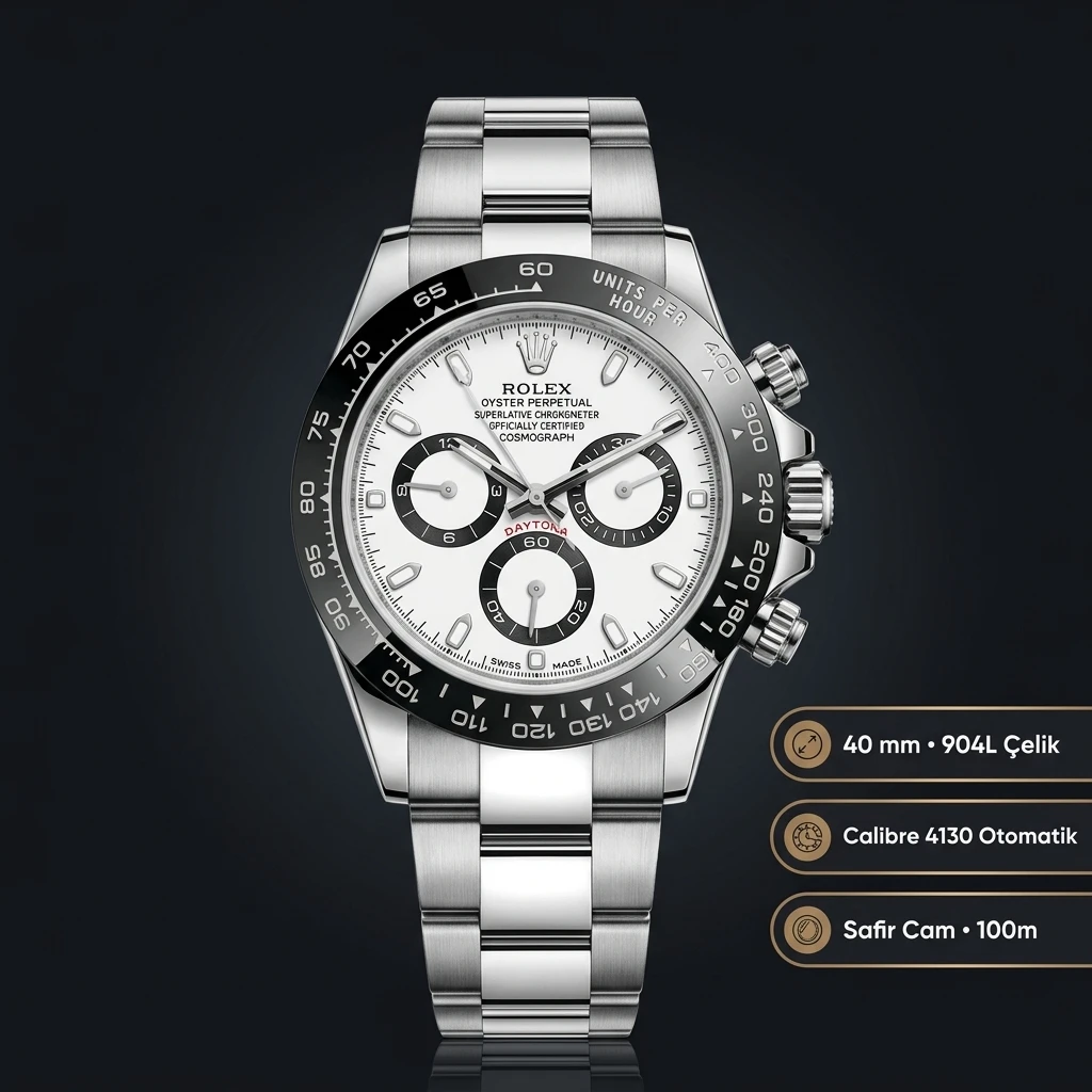 Rolex Daytona 116500LN Beyaz 4130 40mm Super Clone ETA Saat
