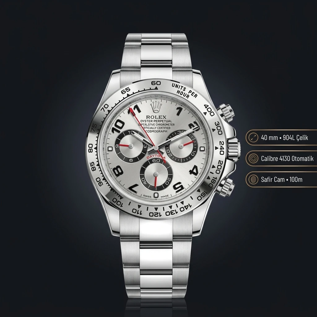 Rolex Daytona 116500LN Beyaz 4130 Bracelet Super Clone ETA Saat