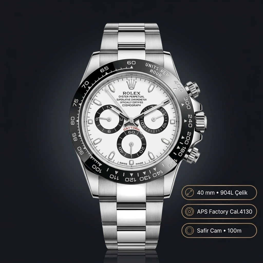 Rolex Daytona 116500LN Beyaz 4130 Cerachrom Super Clone ETA Saat